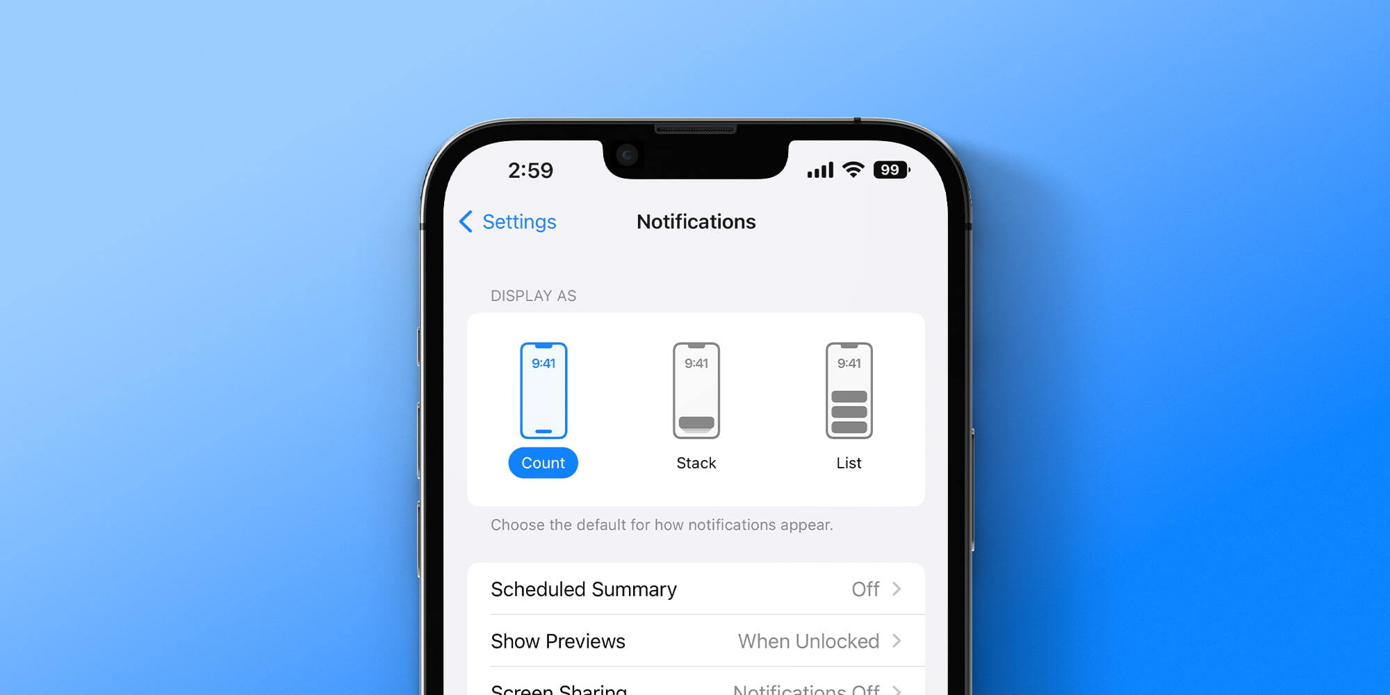 iOS 16 notification settings